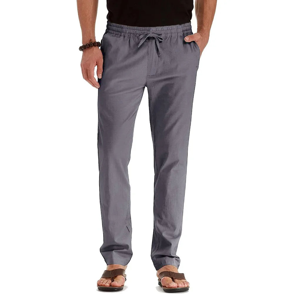 Calças de linho de algodão