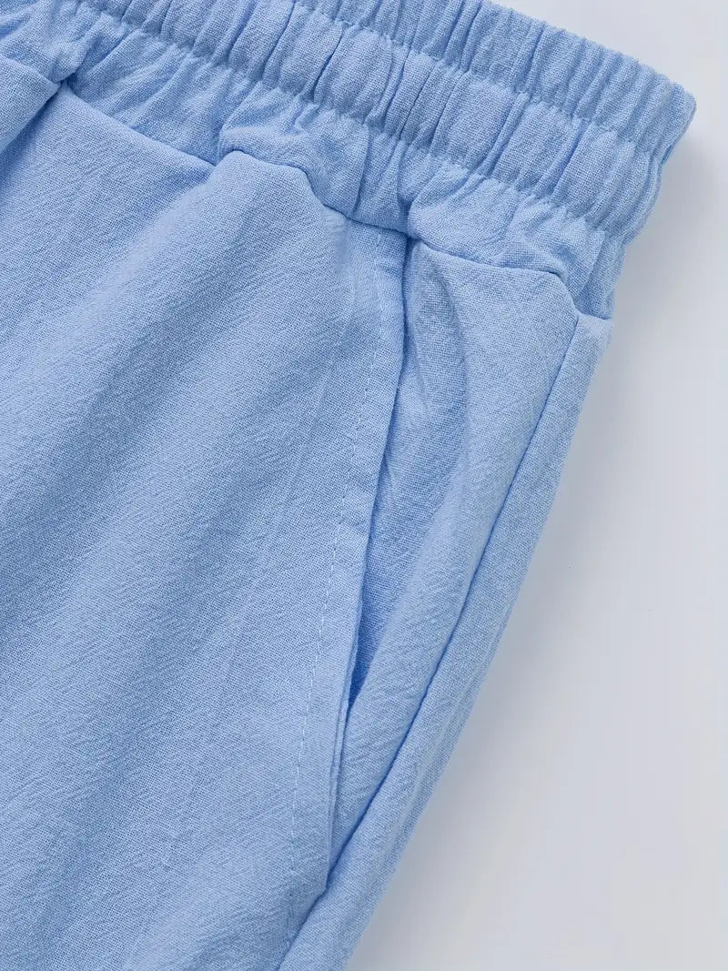 Calças casuais de linho